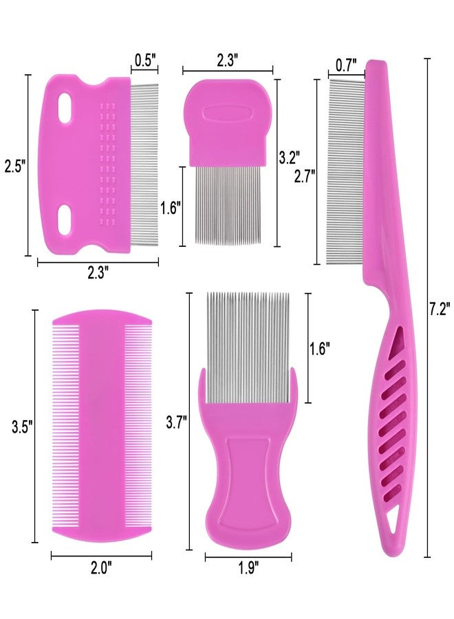 CAPHONT 6 Pack Flea Comb for Cats Dogs,Stainless Steel Dog Cat Grooming Combs With Rounded Teeth,Double-Sided Tear Stain Remover,Dematting Comb For Dogs Cats Ideal for Small, Medium & Large Pets (Pink) - Image 2